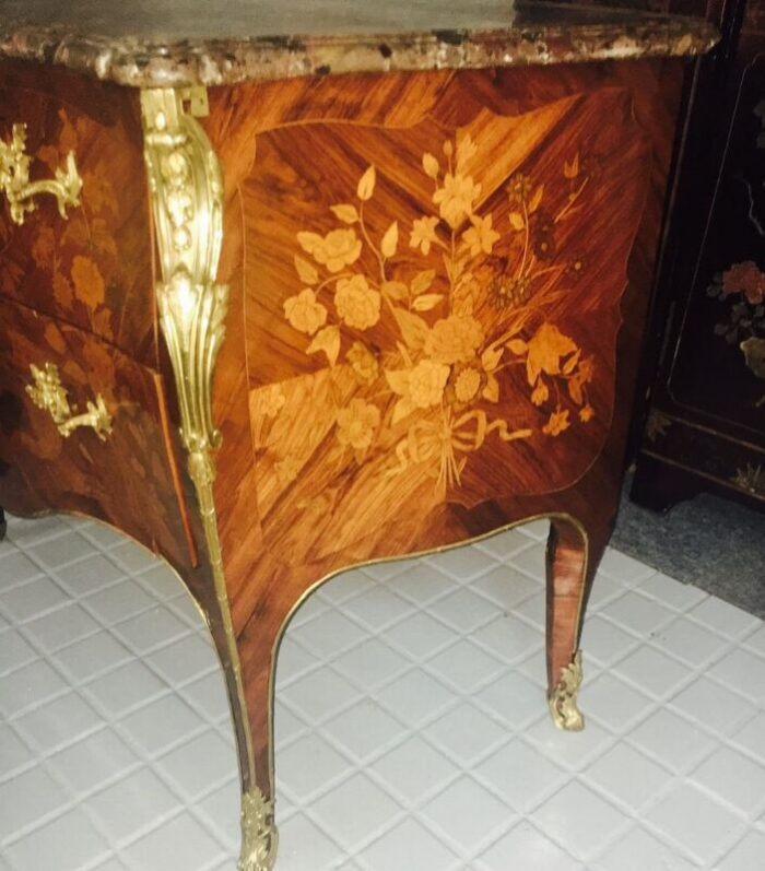 antique louis xv marquetry commode 4