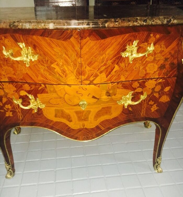 antique louis xv marquetry commode 6