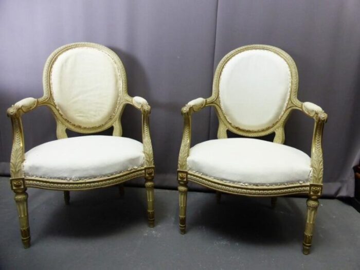 antique louis xvi style armchairs set of 2 1