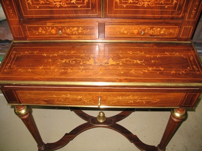 antique louis xvi style rosewood veneer desk 4