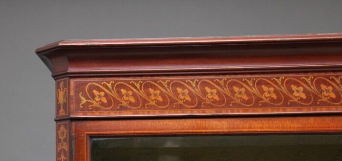 antique mahogany inlaid display cabinet 2