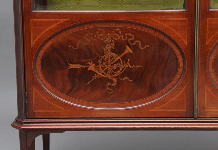 antique mahogany inlaid display cabinet 4