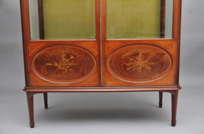 antique mahogany inlaid display cabinet 5