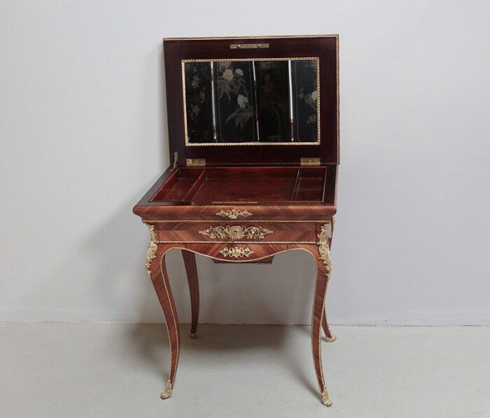 antique napoleon iii rosewood veneer and bronze table 3