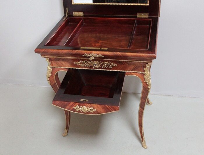 antique napoleon iii rosewood veneer and bronze table 4