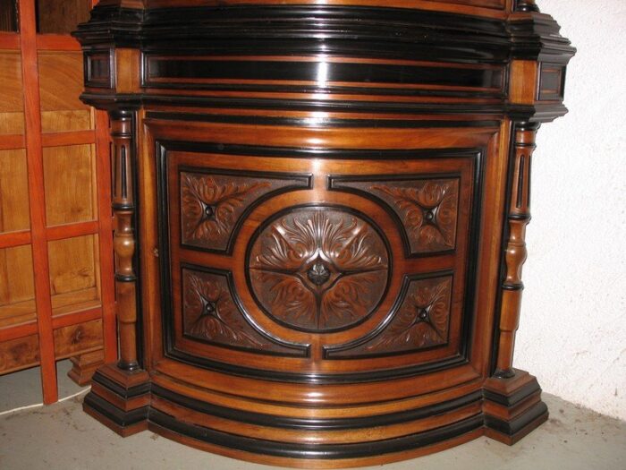 antique napoleon iii style walnut corner cabinet 4