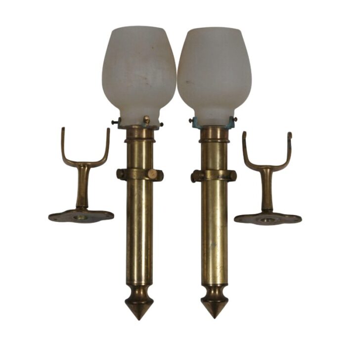 antique nautical marine brass gimbal swivel hurricane candle holder sconces set of 2 0838