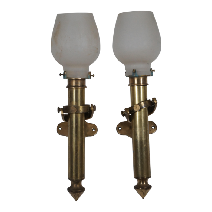 antique nautical marine brass gimbal swivel hurricane candle holder sconces set of 2 2586