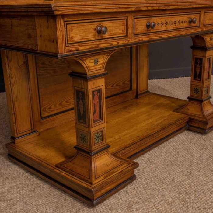 antique neoclassical pitch pine dressing table 12