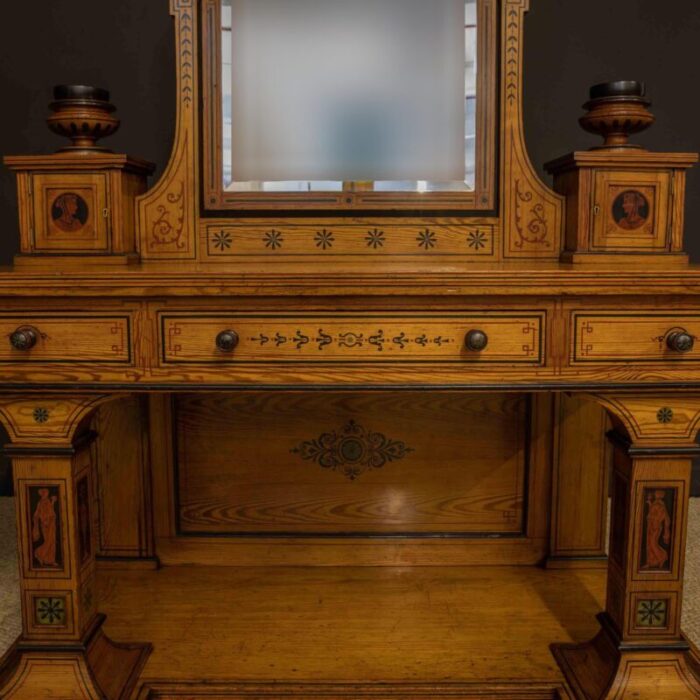 antique neoclassical pitch pine dressing table 18