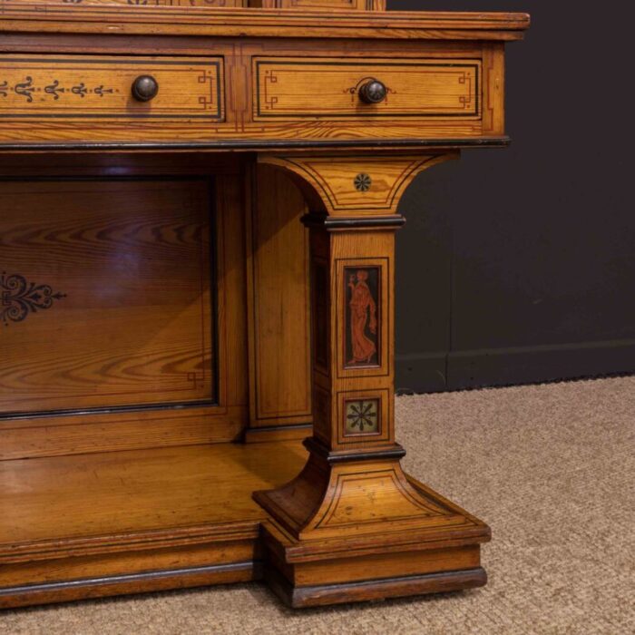 antique neoclassical pitch pine dressing table 19