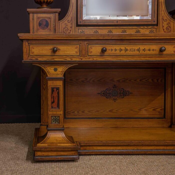 antique neoclassical pitch pine dressing table 22