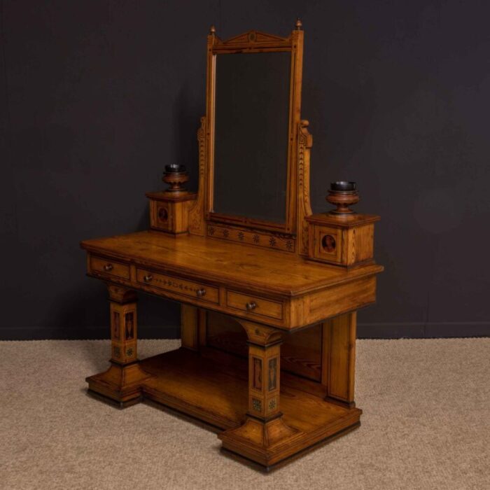 antique neoclassical pitch pine dressing table 38