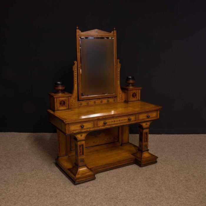 antique neoclassical pitch pine dressing table 5