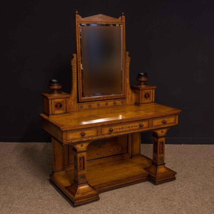 antique neoclassical pitch pine dressing table 6