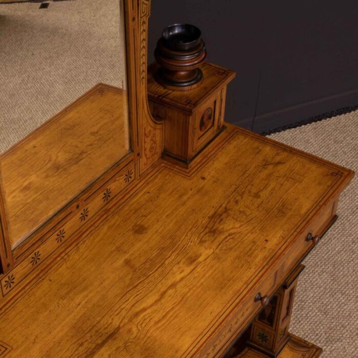 antique neoclassical pitch pine dressing table 8