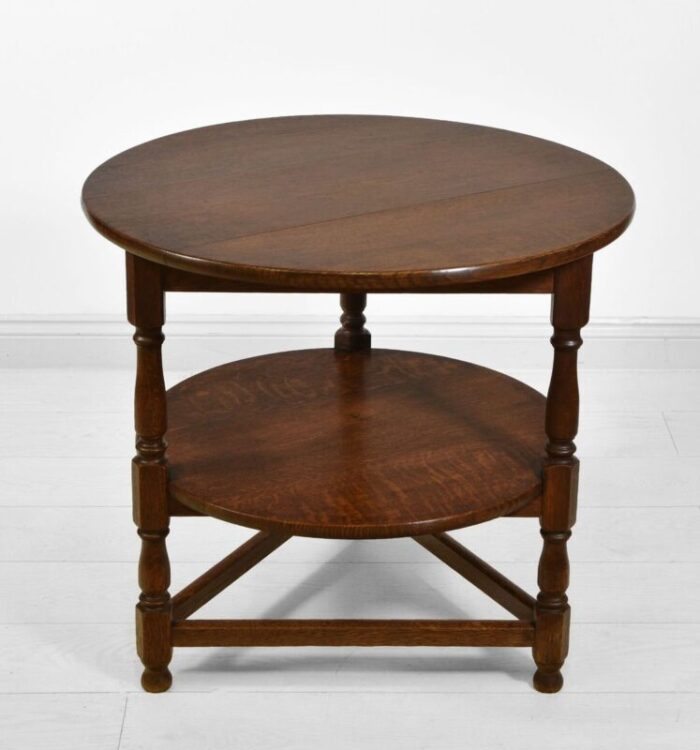 antique oak occasional cricket type table from heal s 1900s 1