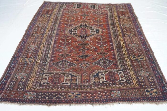 antique persian qashqai rug 49 x 75 5016