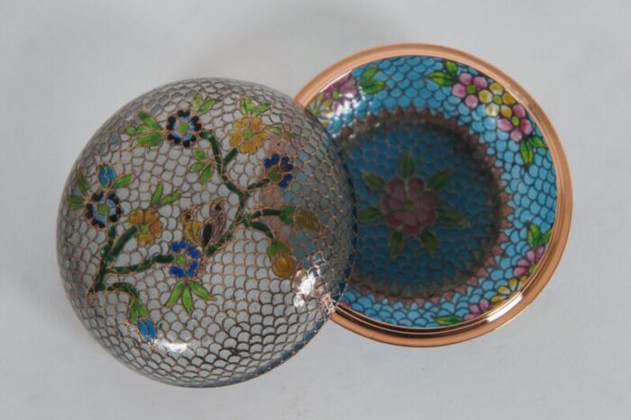 antique plique a jour enamel floral cloisonne trinket boxes dishes bowls set of 8 6489