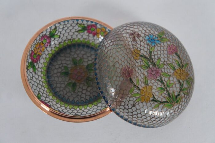 antique plique a jour enamel floral cloisonne trinket boxes dishes bowls set of 8 8049