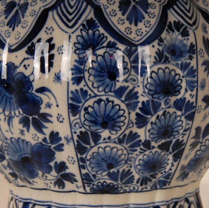 antique royal delft vases chinoiserie blue white knobble vases earthenware floral baroque a pair 2876