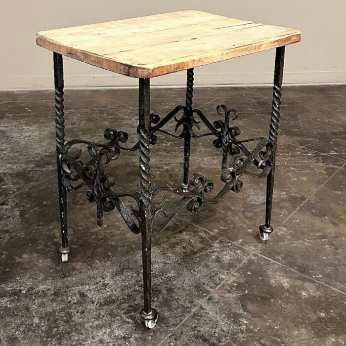 antique rustic butcher block wrought iron dessert table 0511