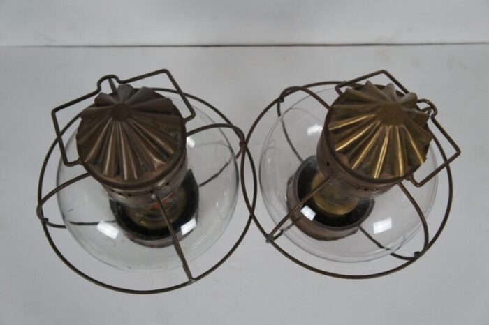 antique sherwood and wedge british nautical maritime brass onion ship oil lanterns a pair 3872