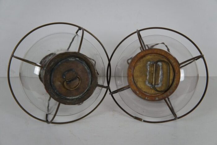 antique sherwood and wedge british nautical maritime brass onion ship oil lanterns a pair 6815