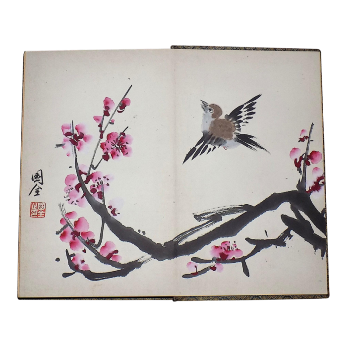 antique signed early 20th century chinese watercolor bird painting 3202