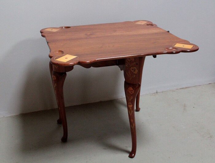 antique teak game table 2