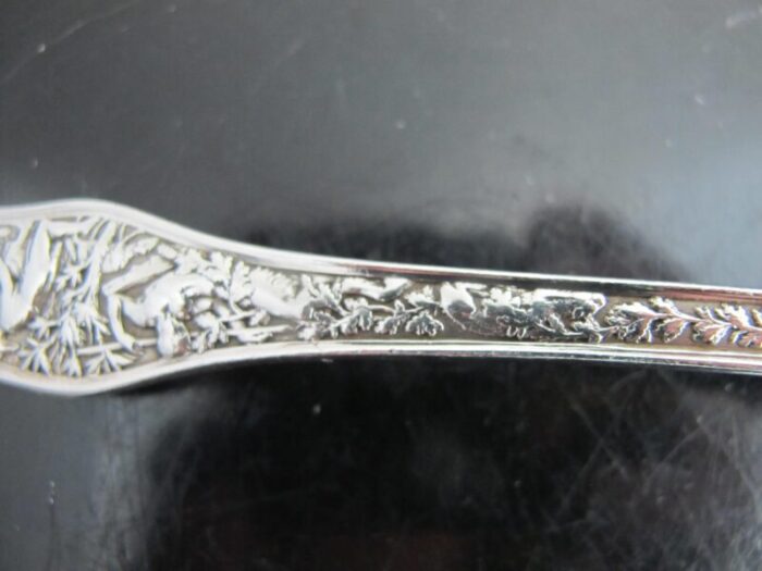 antique tiffany sterling silver ornate olympian salad fork and spoon serving pair 4475