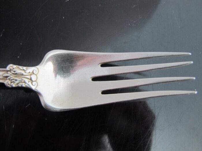 antique tiffany sterling silver ornate olympian salad fork and spoon serving pair 5114