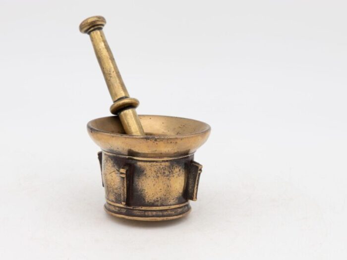 antique vintage brass mortar and pestle 1201