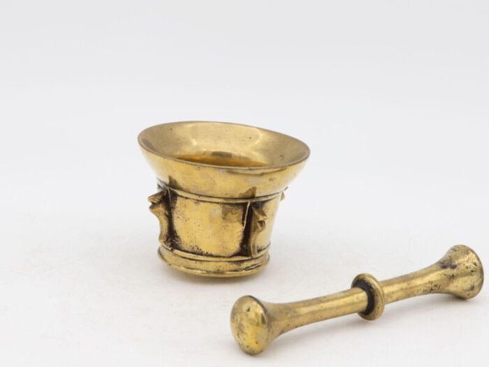 antique vintage brass mortar and pestle 1498