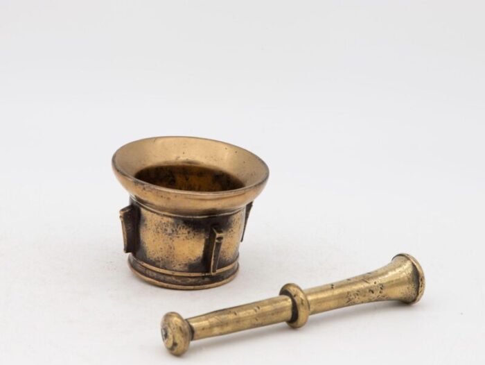 antique vintage brass mortar and pestle 2242