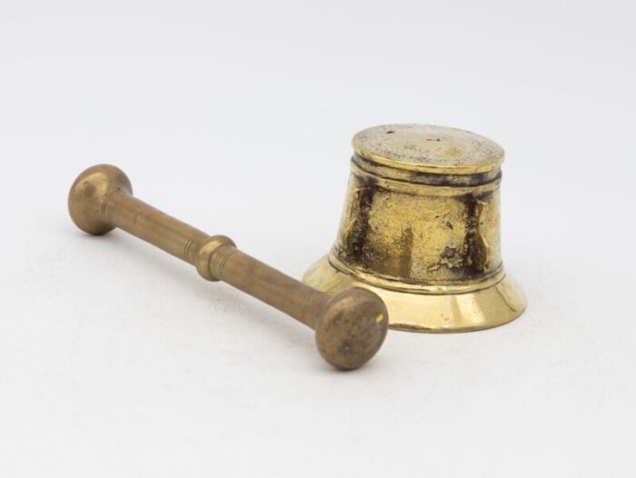 antique vintage brass mortar and pestle 2283