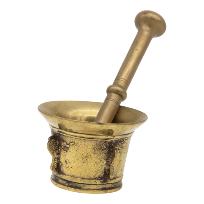 antique vintage brass mortar and pestle 2661