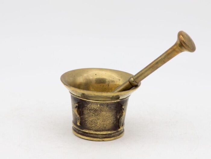 antique vintage brass mortar and pestle 3361