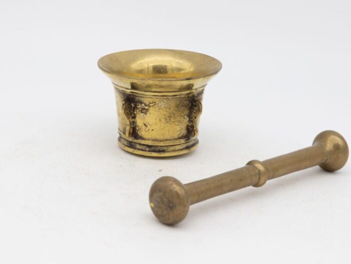 antique vintage brass mortar and pestle 5161