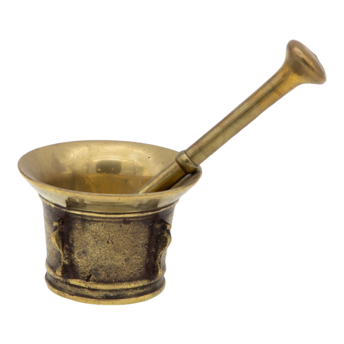 antique vintage brass mortar and pestle 8069