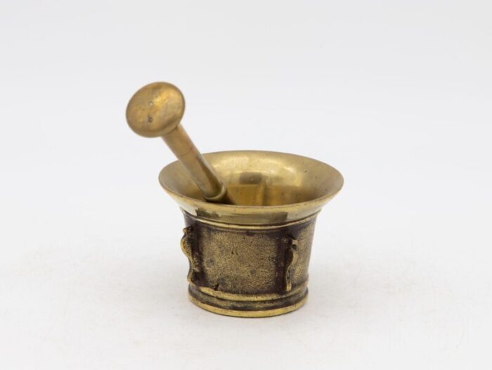 antique vintage brass mortar and pestle 9279