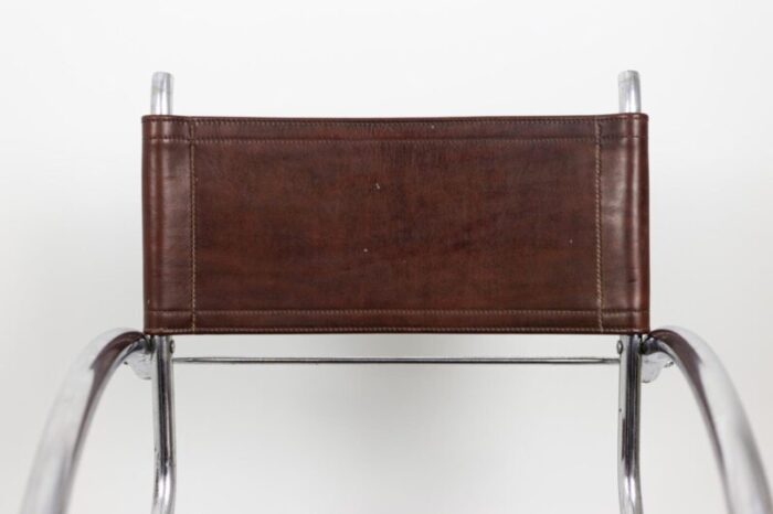 armchair in chromed metal and red leather 1930s 5