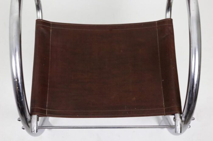 armchair in chromed metal and red leather 1930s 7