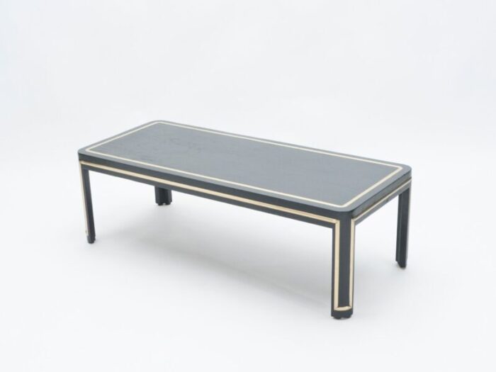 art deco black painted wood and brass coffee table 1940s 1