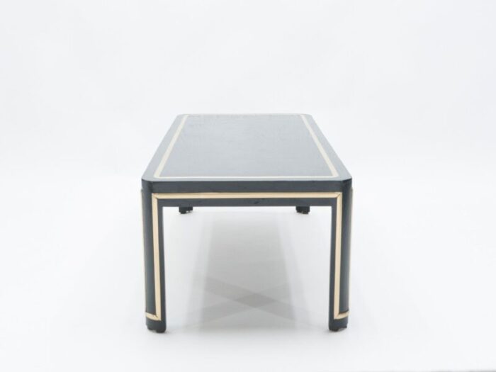 art deco black painted wood and brass coffee table 1940s 10