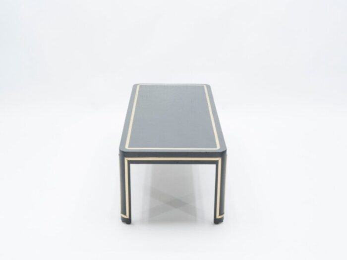 art deco black painted wood and brass coffee table 1940s 3