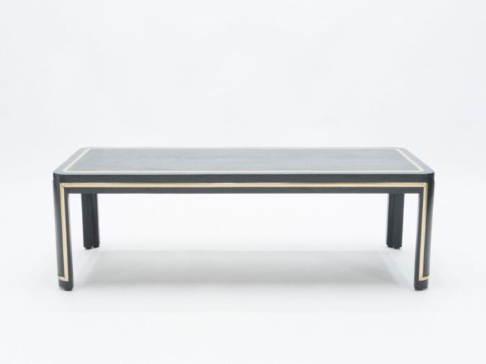 art deco black painted wood and brass coffee table 1940s 4