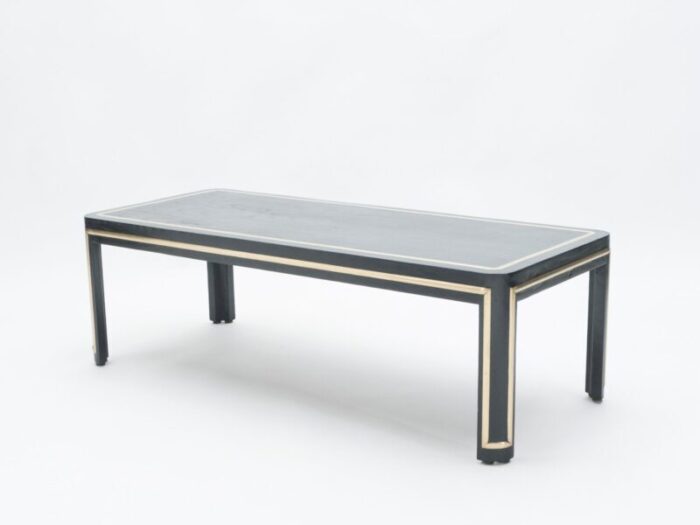 art deco black painted wood and brass coffee table 1940s 5