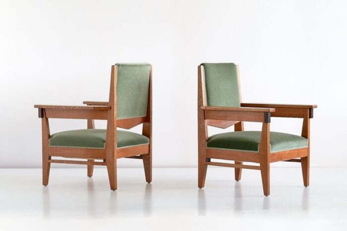 art deco oak and macassar ebony armchairs by anton lucas 1920s set of 2 2