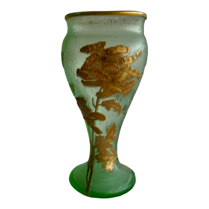 art nouveau acid frosted mont joye guilde vase 3348